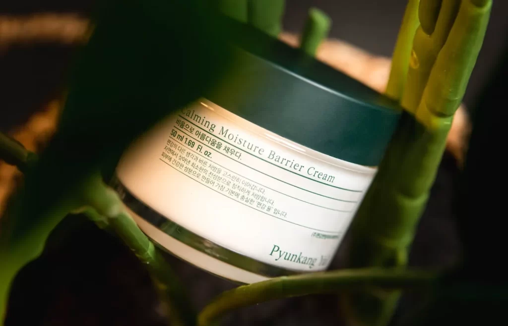 Jar of skin care cream between plant stalks.- Best Korean Skincare Products